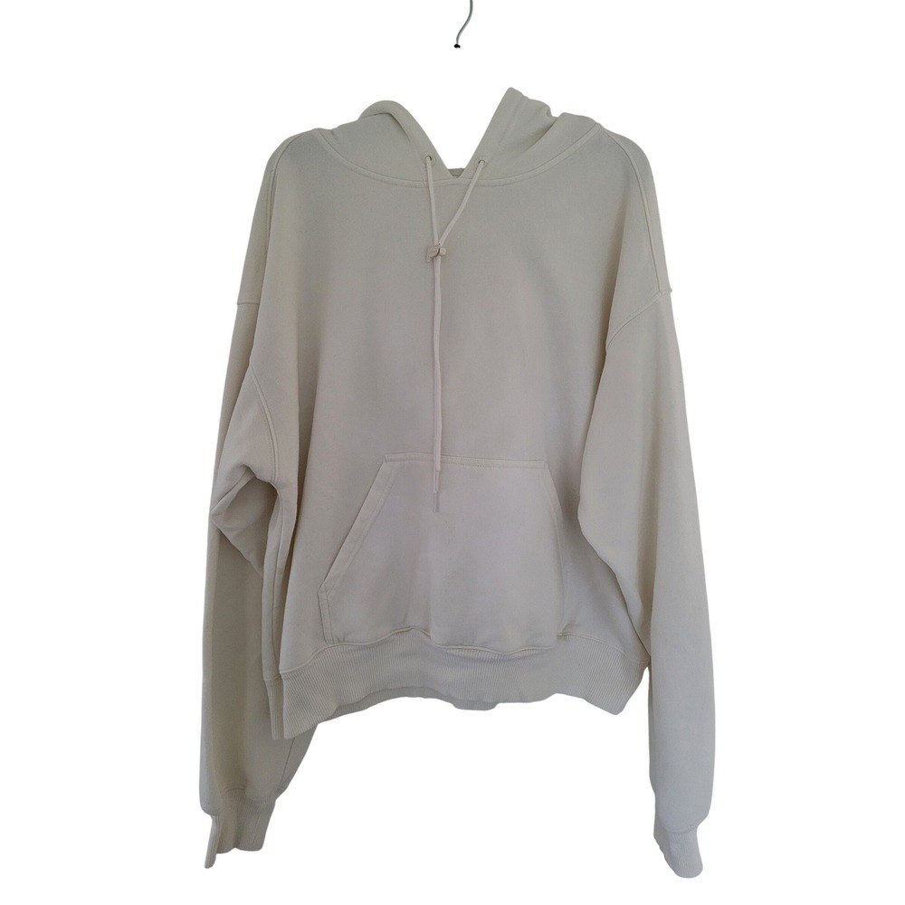 Fabletics Go-To Hoodie Cream Off-White Oversized Pullover Women's Large #22